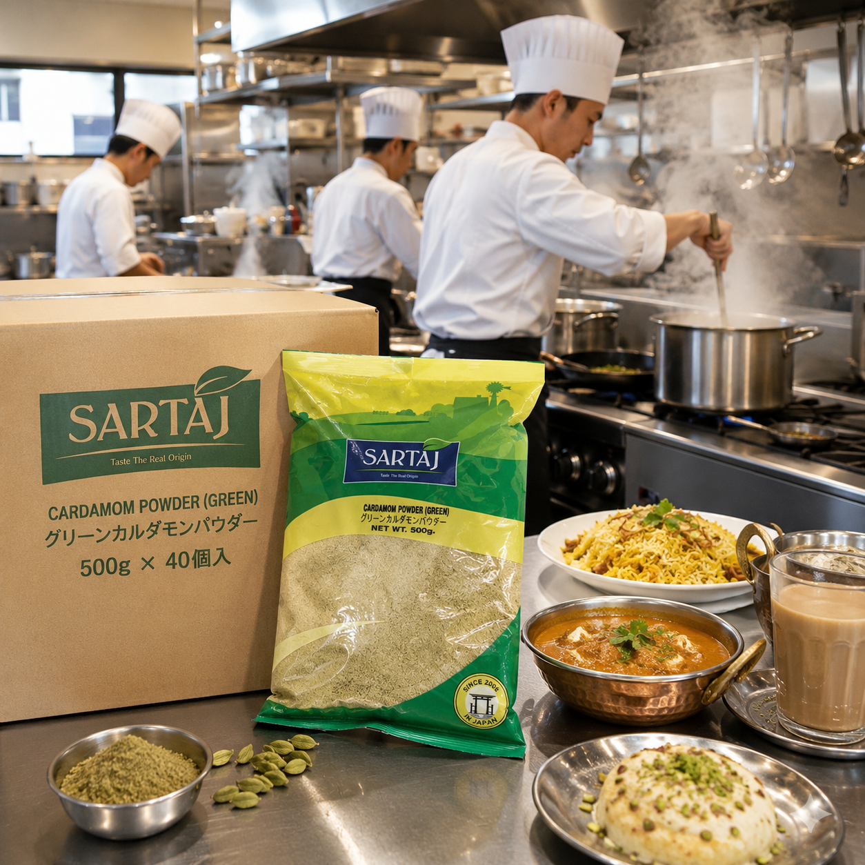 SARTAJ グリーンカルダモンパウダー 業務用 500g×40個 ケース販売 Green Cardamom Powder インド産