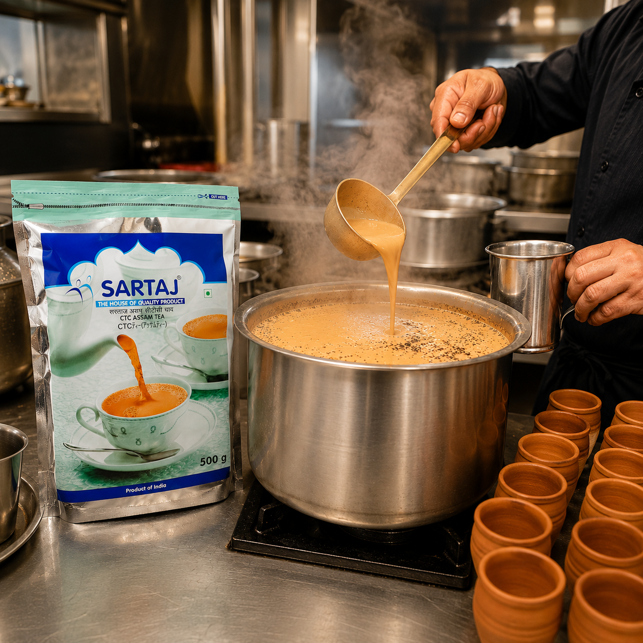 SARTAJ アッサムCTC 紅茶 500g×40個（20kg） ケース販売 業務用プロ仕様 インド産 チャイ専用茶葉 飲食店御用達 濃厚ミルクティー CTC製法 煮出し用